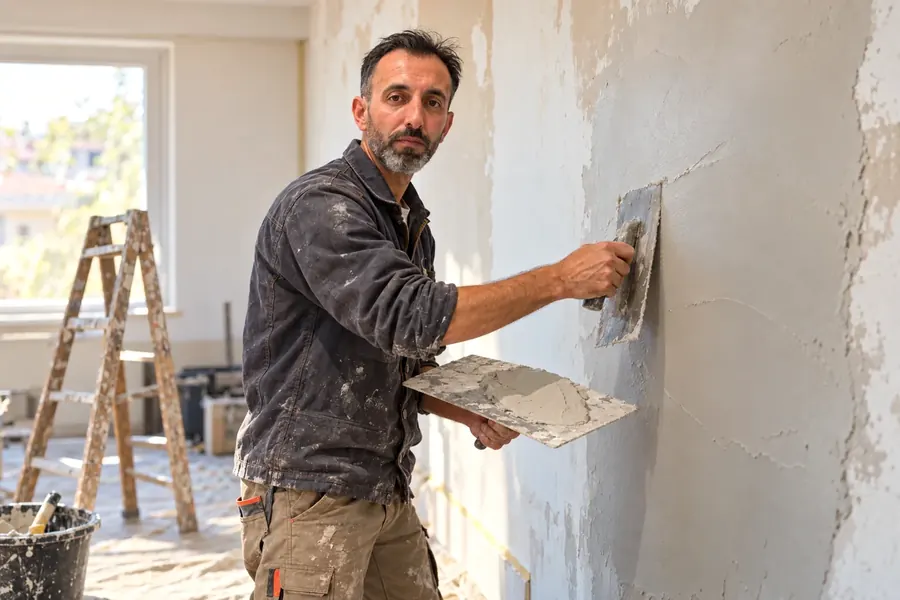 Şişli'de dökülen duvar sıvasını onaran Cengiz Usta